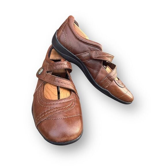 Clarks Women's Mary Jane Flats Brown Leather Size 9W Cushioned Insole Casual - Picture 6 of 13